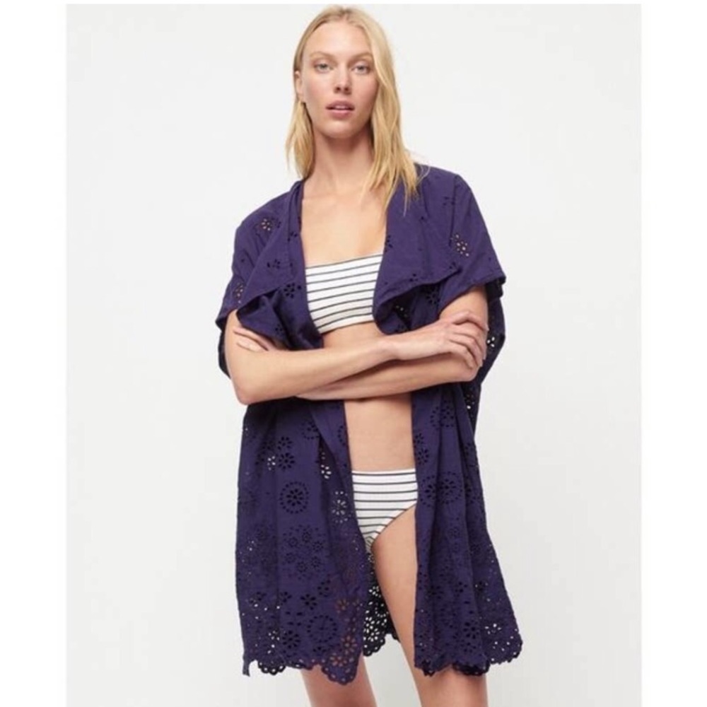 J. Crew Navy Eyelet Wrap Coverup